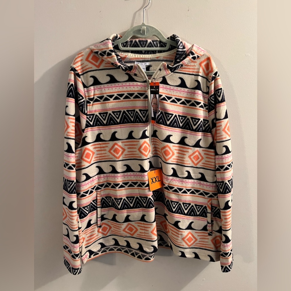 O’Neill Fleece Hoodie XXL Half Zip Pullover Southwest Sierra Aztec Womens NEW